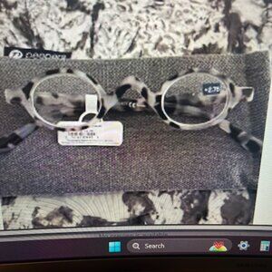 NEW "Peepers" Readers 2.75 Color Gray Tortoise Round Half-Eye Rims